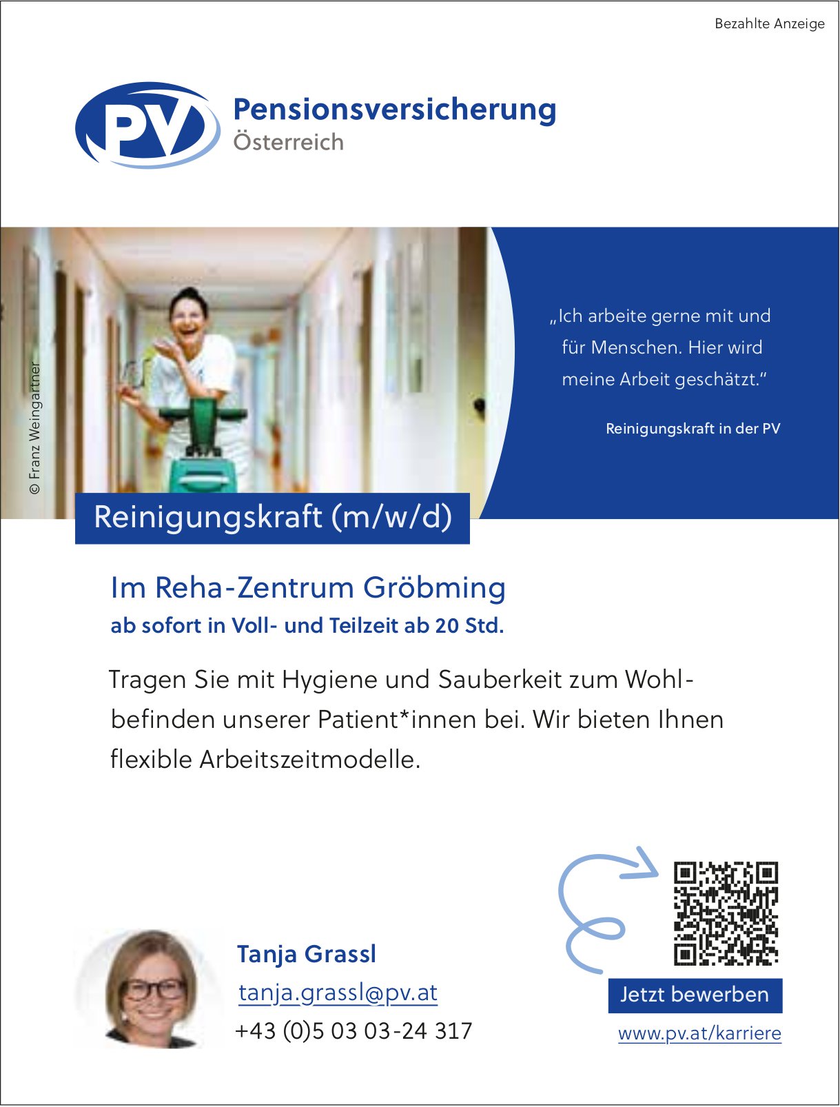 Reinigungskraft (m / w / d), Pensionsversicherung Österreich, Gröbming, gesucht