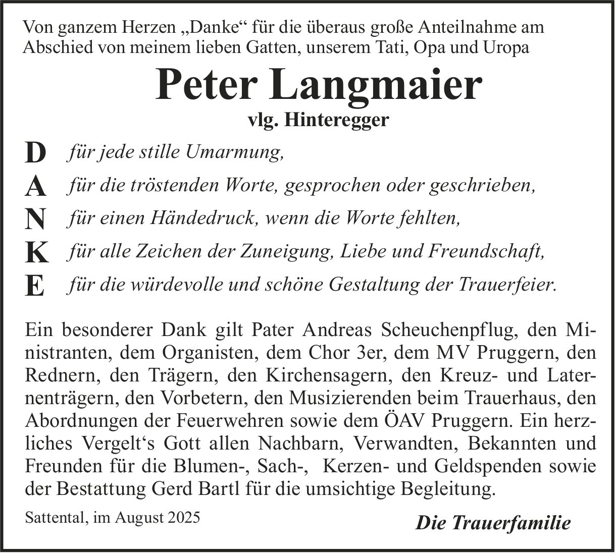 Langmaier Peter, im September 2025 / DS