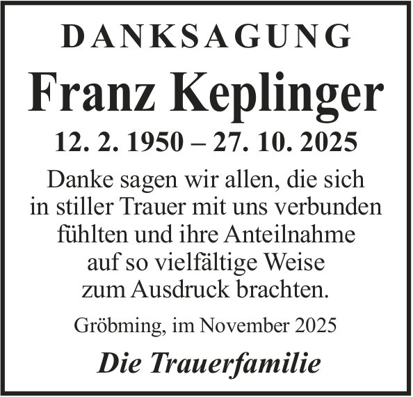Keplinger Franz, im November 2025 / DS