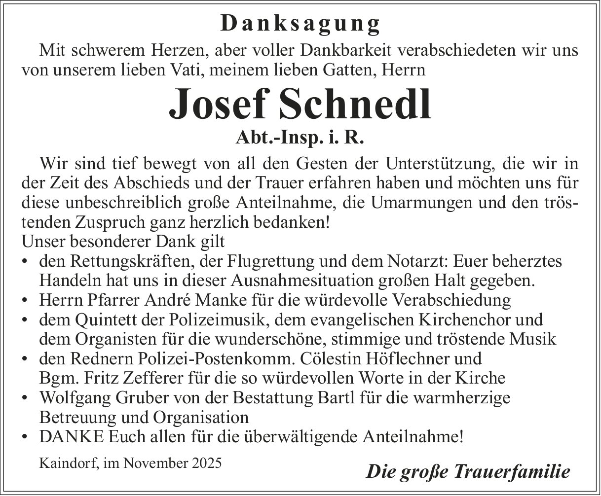 Schnedl Josef, im November 2025 / DS