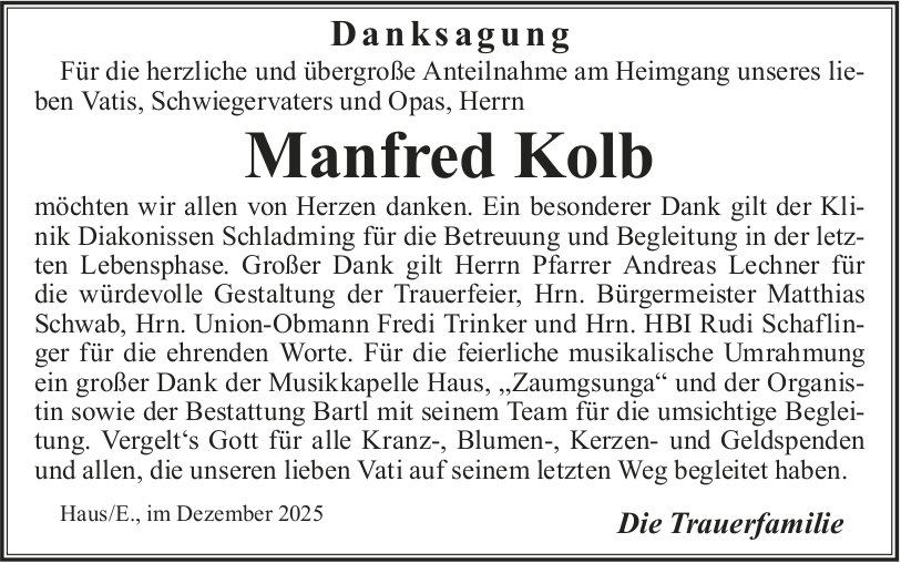 Manfred Kolb, im Dezember 2025 / DS