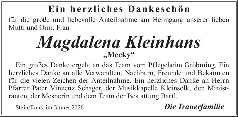 Kleinhans Magdalena, im Januar 2026 / DS