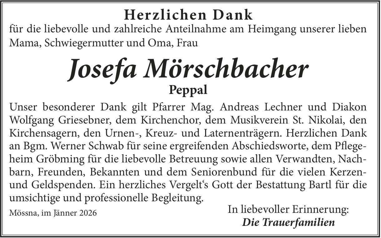 Mörschbacher Josefa, im Januar 2026 / DS