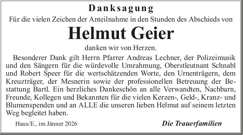 Geier Helmut, im Januar 2026 / DS