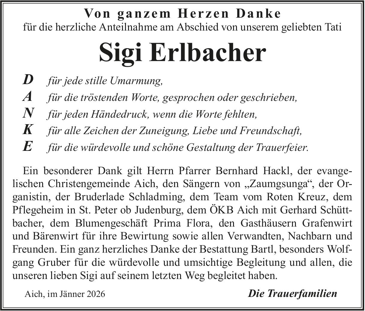 Erlbacher Sigi, im Januar 2026 / DS