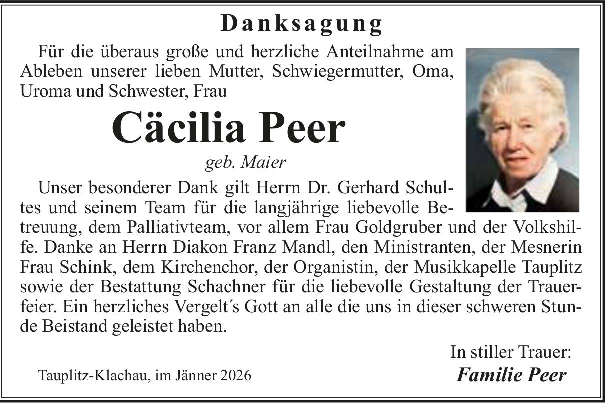 Peer Cäcilia, im Januar 2026 / DS