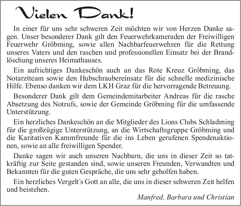 Vielen Dank!, im Januar 2026 / DS