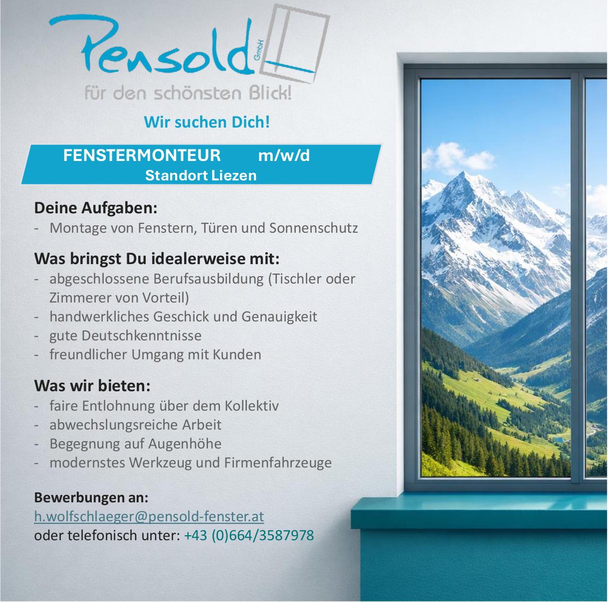 FENSTERMONTEUR m/w/d, Pensold, Liezen, gesucht