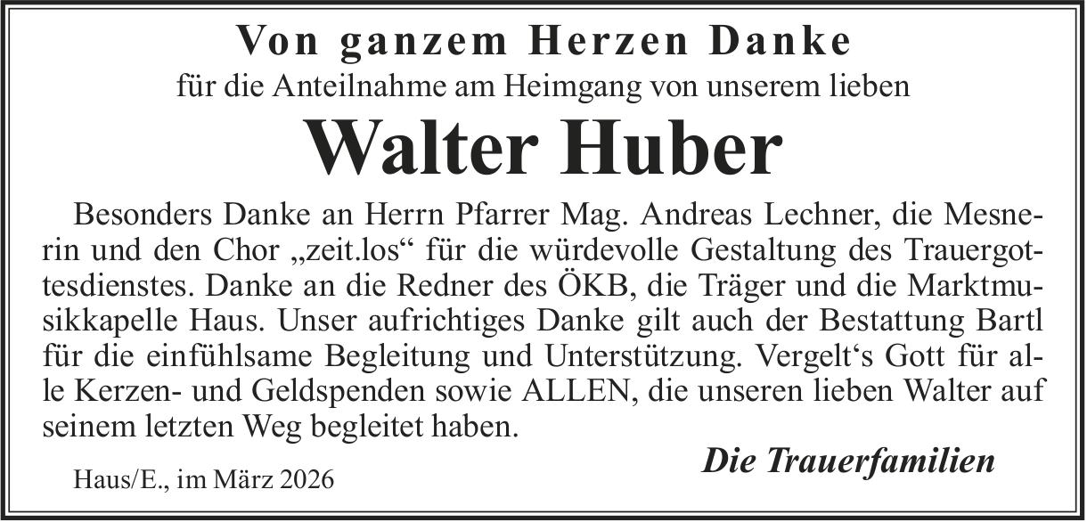 Huber Walter, im April 2026 / DS