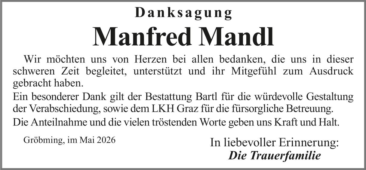 Mandl Manfred, im August 2026 / DS