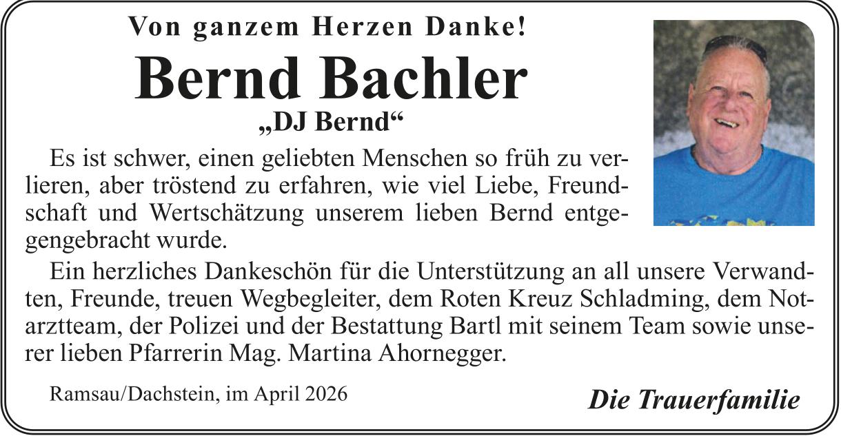 Bachler Bernd, im Mai 2026 / DS