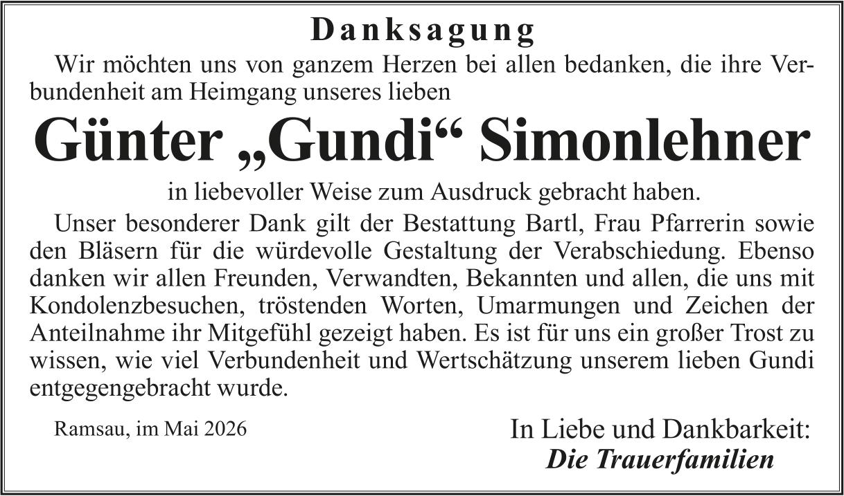 Simonlehner Günter „Gundi“, im Mai 2026 / DS