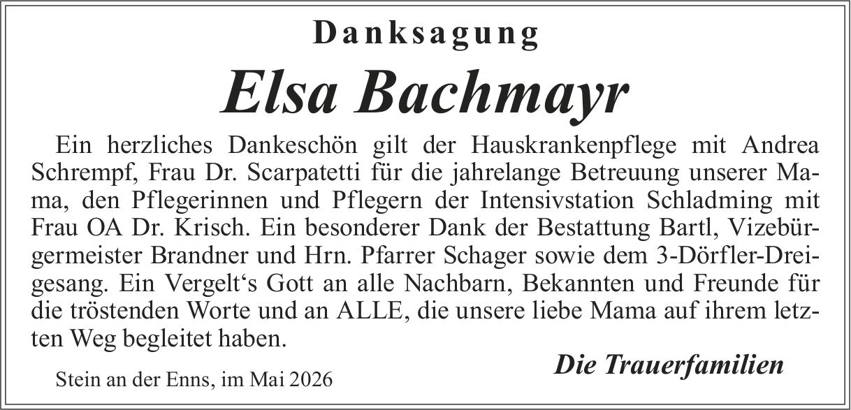 Bachmayr Elsa, im Mai 2026 / DS