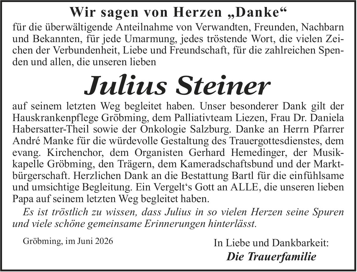 Steiner Julius, im Juni 2026 / DS