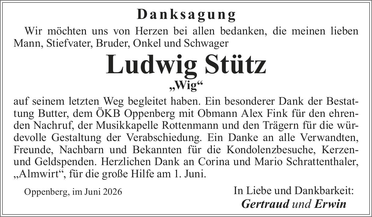 Stütz Ludwig, im Juni 2026 / DS