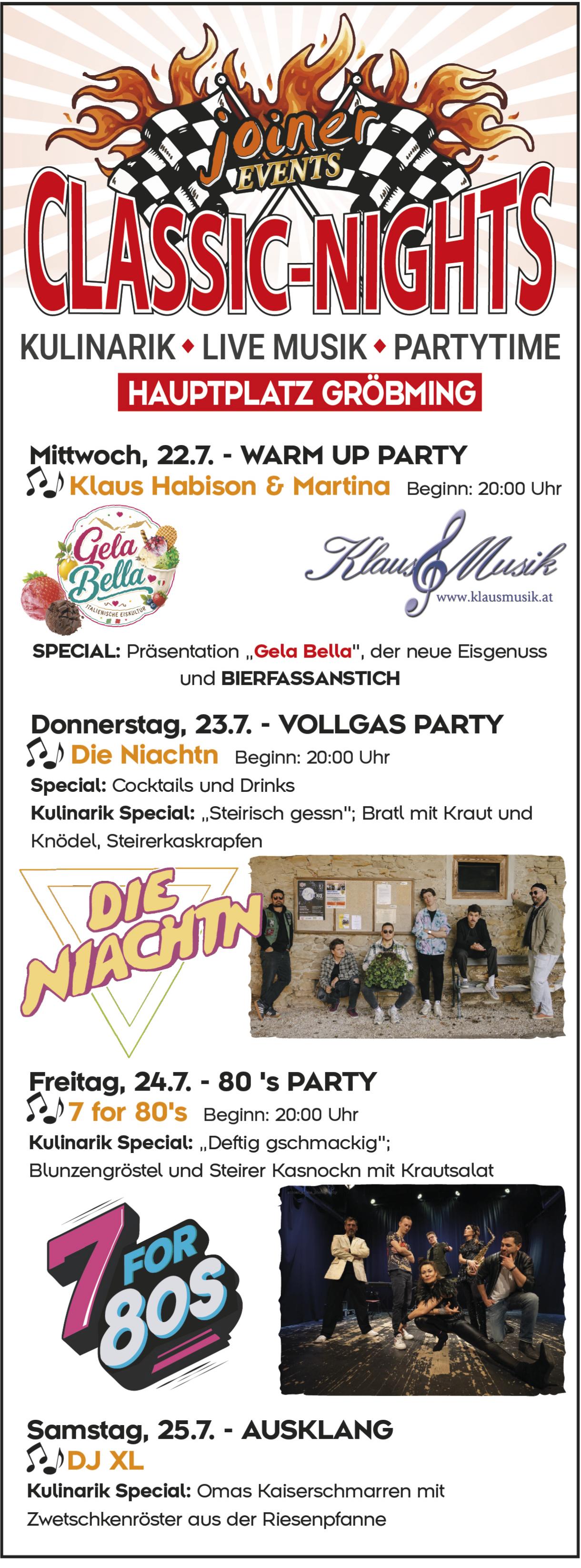 Classic-Nights, 22. - 25. Juli, Hauptplatz Gröbming