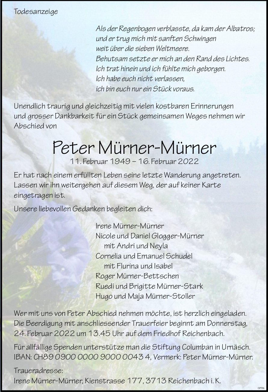 Peter Mürner-Mürner, Februar 2022 / TA