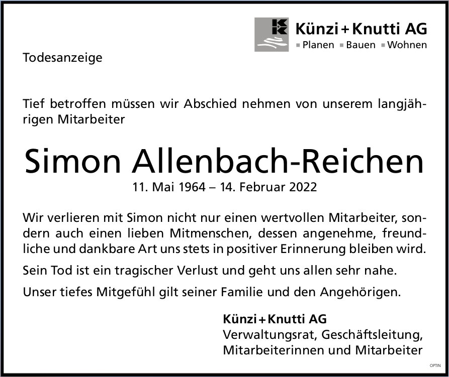 Simon Allenbach-Reichen, Februar 2022 / TA