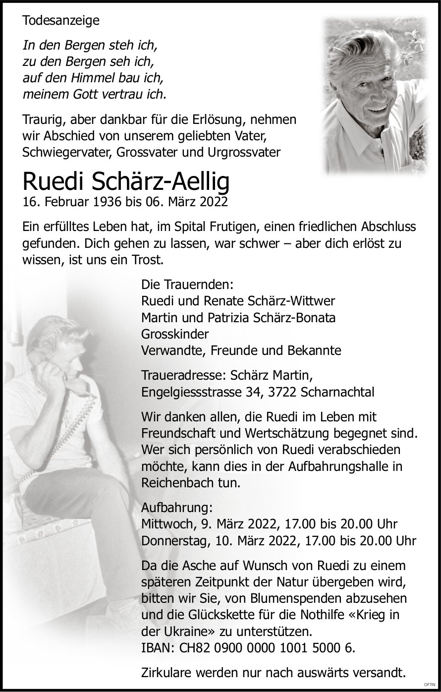 Ruedi Schärz-Aellig, März 2022 / TA