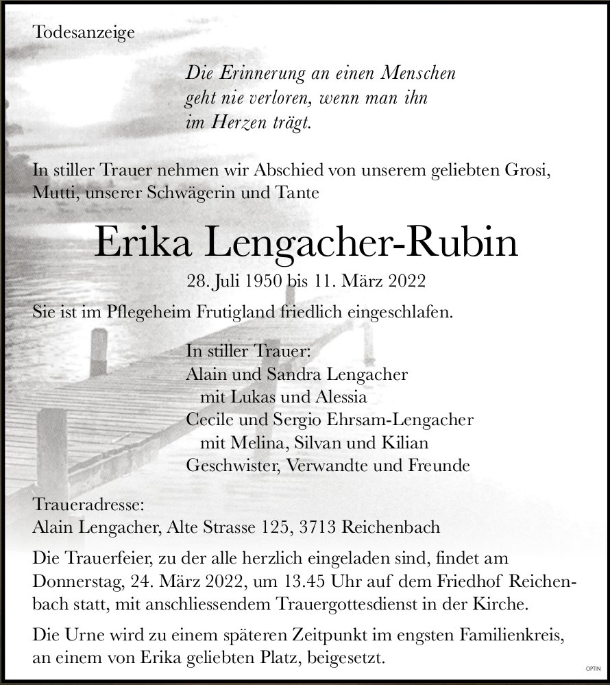 Erika Lengacher-Rubin, März 2022 / TA