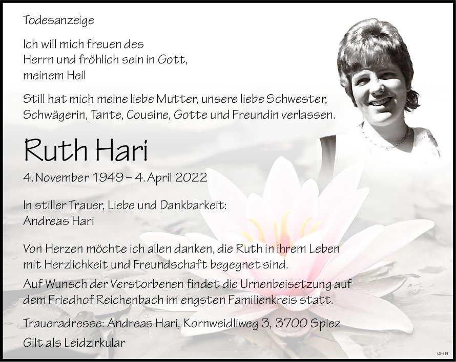 Ruth Hari, April 2022 / TA
