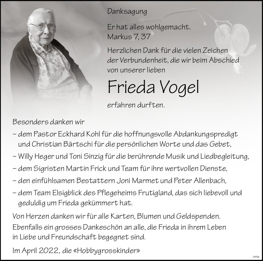 Frieda Vogel, im April 2022 / DS