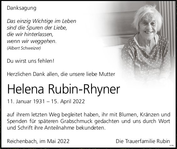 Helena Rubin-Rhyner, im Mai 2022 / DS