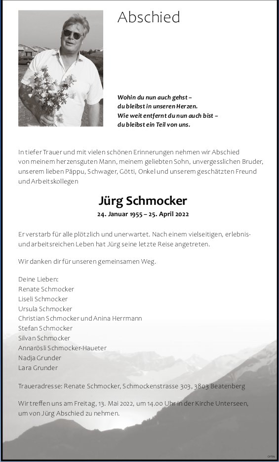 Jürg Schmocker, April 2022 / TA