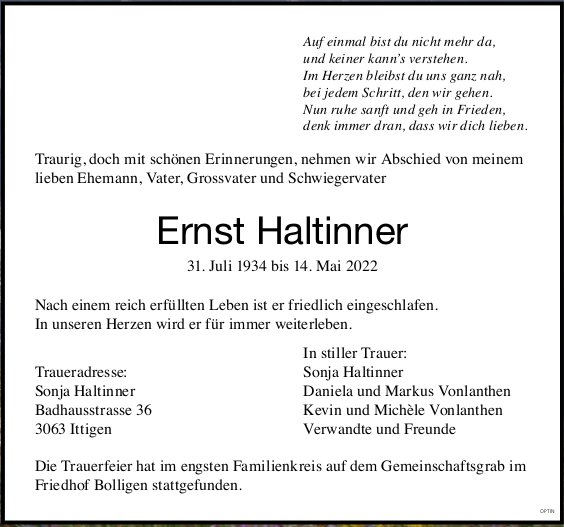 Ernst Haltinner, Mai 2022 / TA