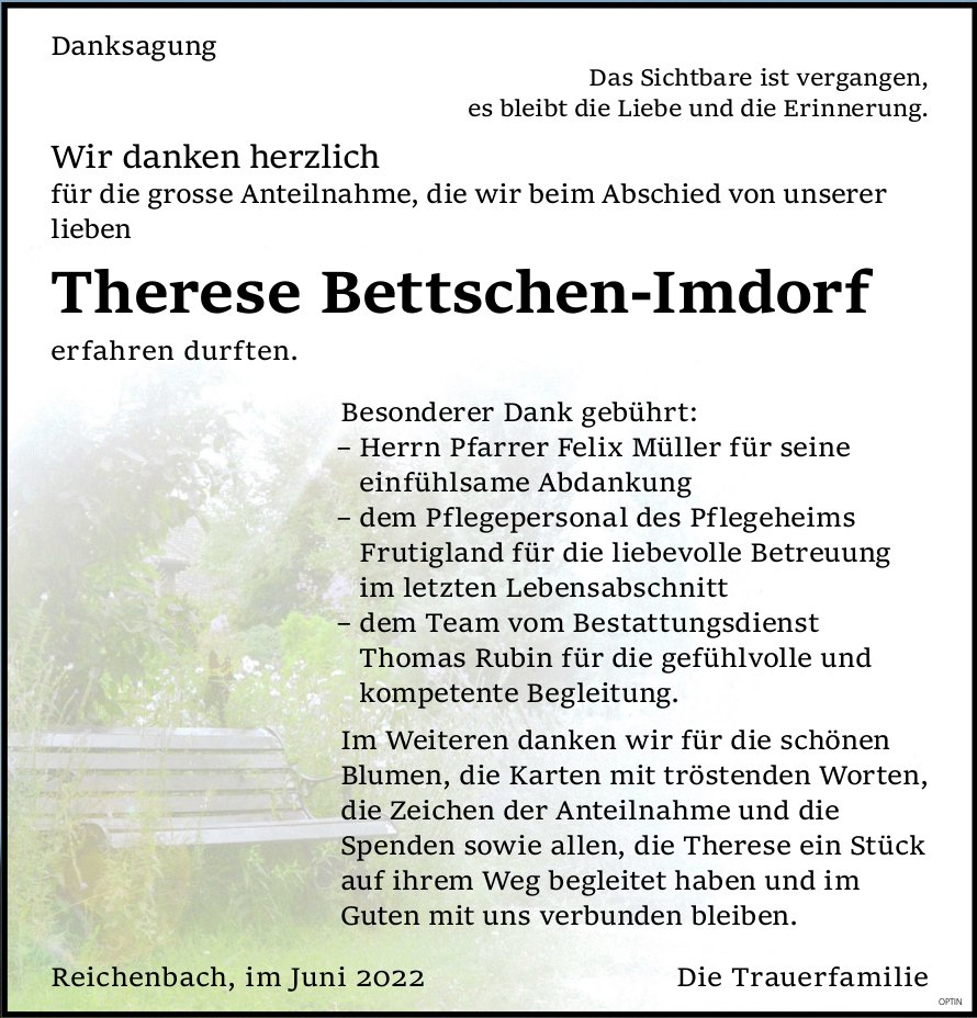 Therese Bettschen-Imdorf, im Juni 2022 / DS