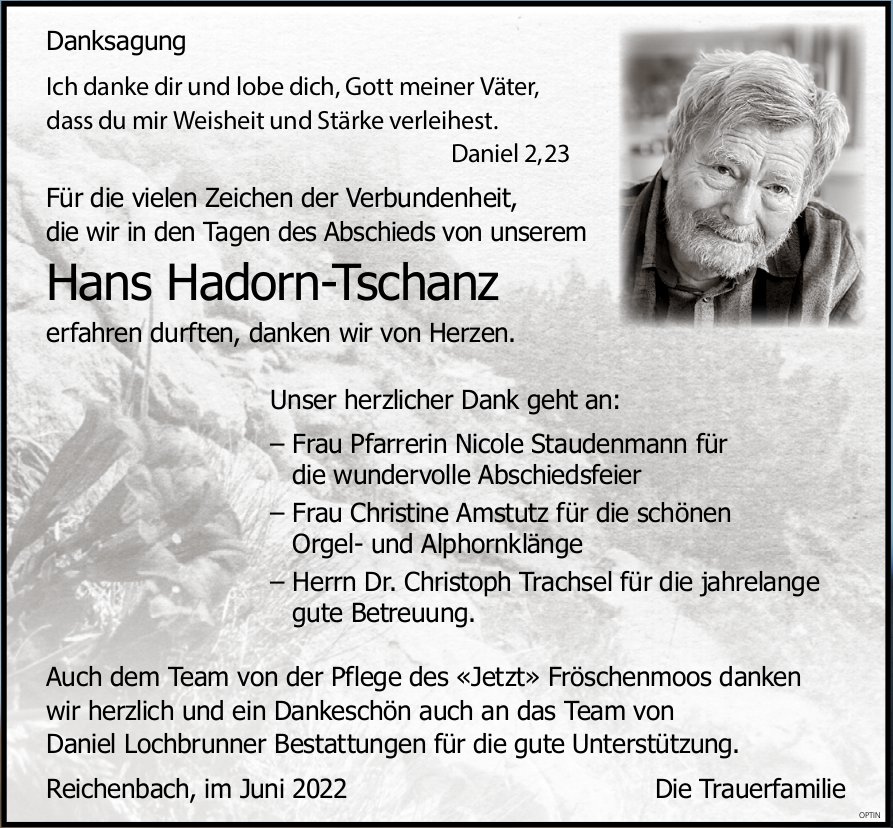 Hans Hadorn-Tschanz, im Juni 2022 / DS