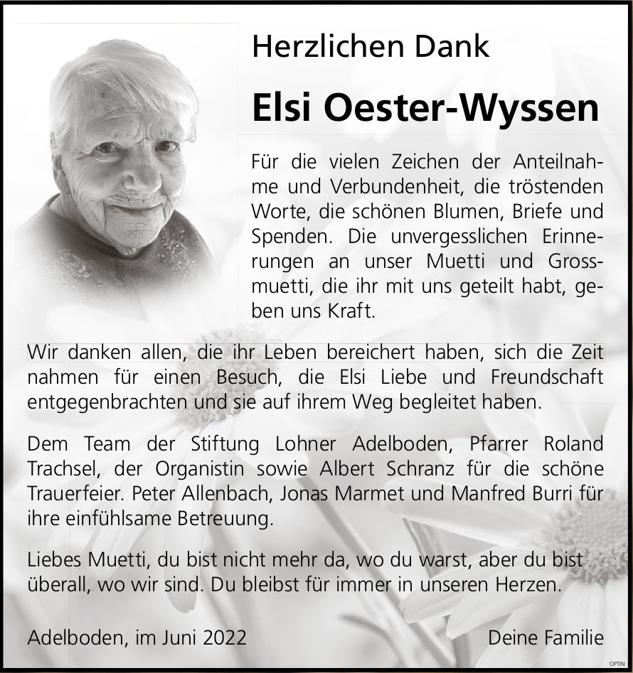 Elsi Oester-Wyssen, im Juni 2022 / DS