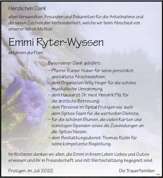 Emmi Ryter-Wyssen, im Juli 2022 / DS