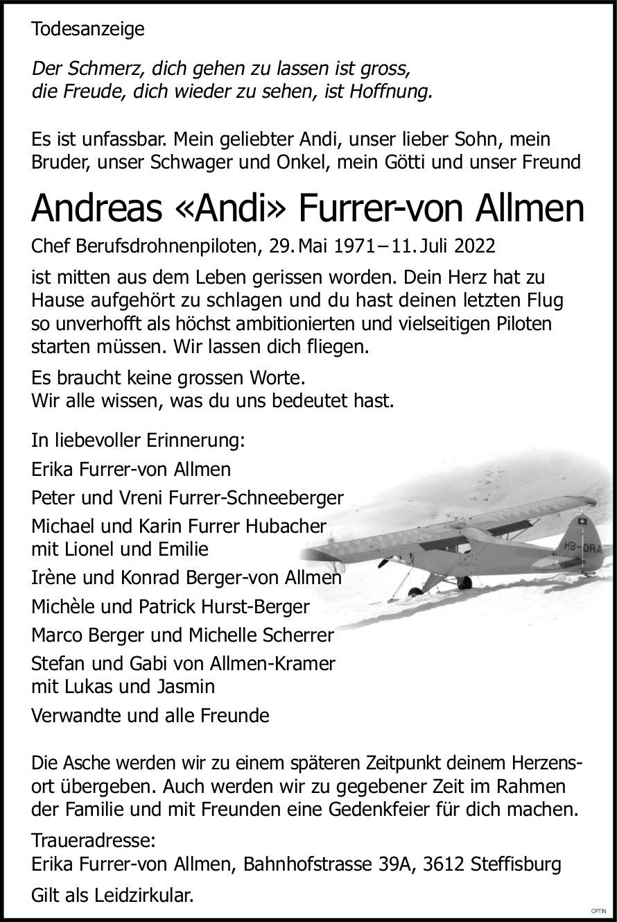 Andreas «Andi» Furrer-von Allmen, Juli 2022 / TA
