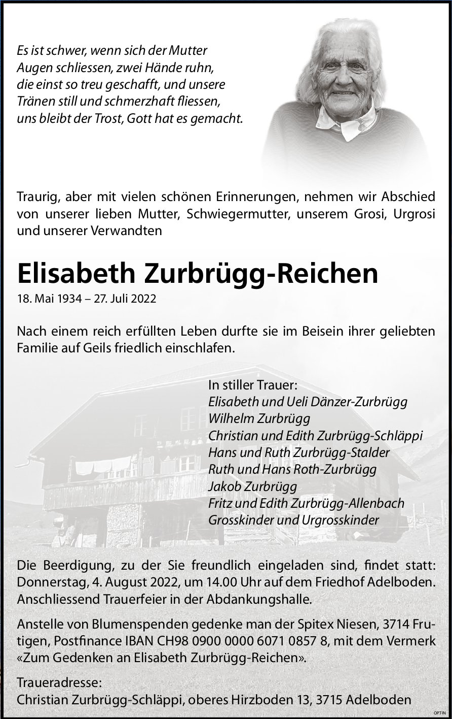 Elisabeth Zurbrügg-Reichen, Juli 2022 / TA