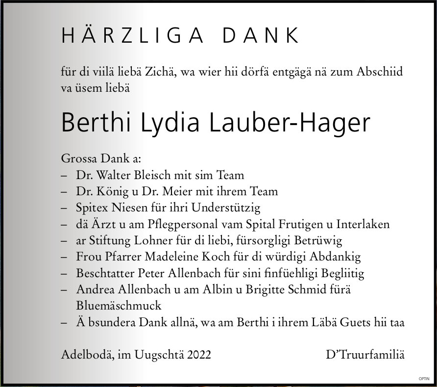 Berthi Lydia Lauber-Hager, im August 2022 / DS