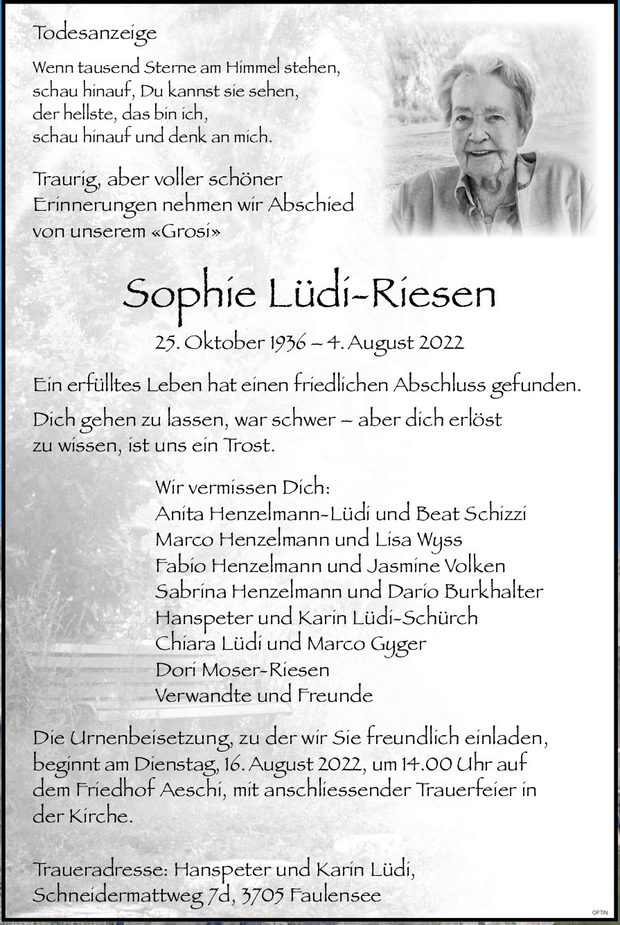 Sophie Lüdi-Riesen, August 2022 / TA