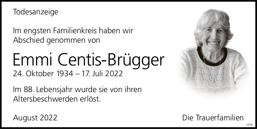 Emmi Centis-Brügger, Juli 2022 / TA
