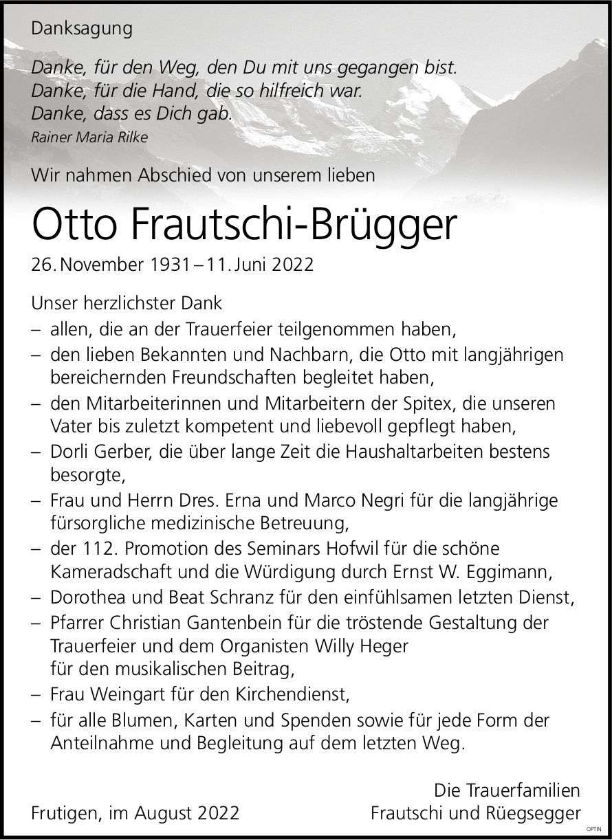 Otto Frautschi-Brügger, im August 2022 / DS