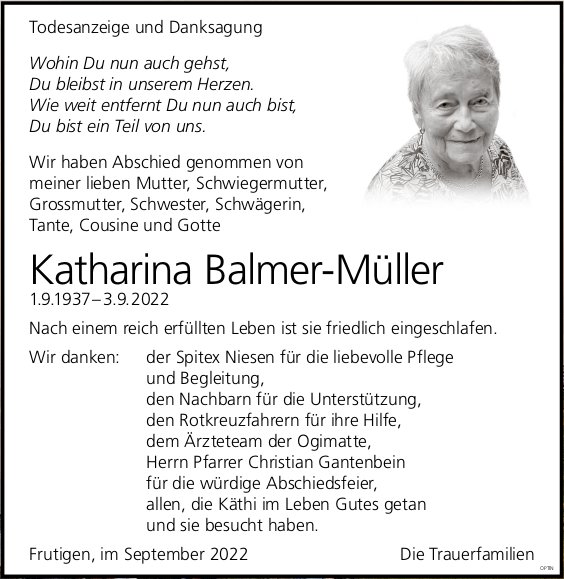Katharina Balmer-Müller, September 2022 / TA + DS