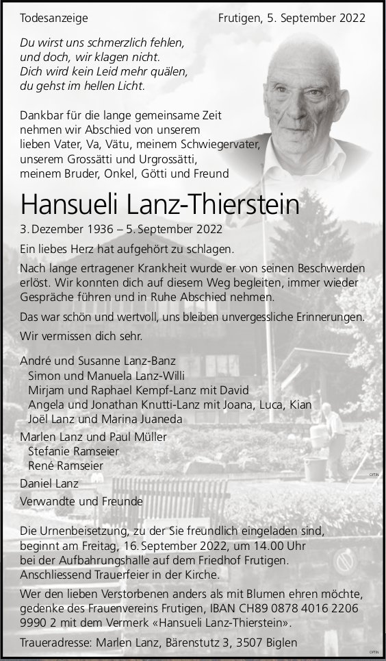 Hansueli Lanz-Thierstein, September 2022 / TA