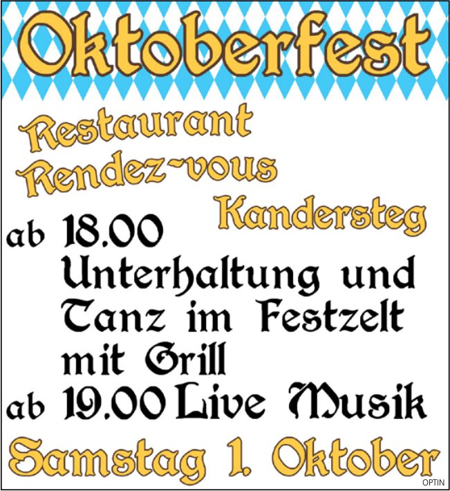Oktoberfest, 1. Oktober, Restaurant Rendez-Vous, Kandersteg