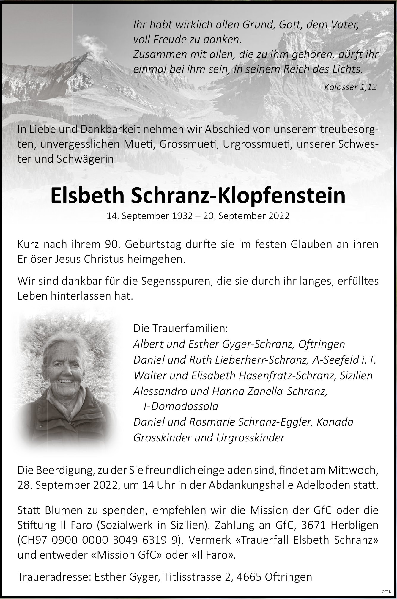 Elsbeth Schranz-Klopfenstein, September 2022 / TA