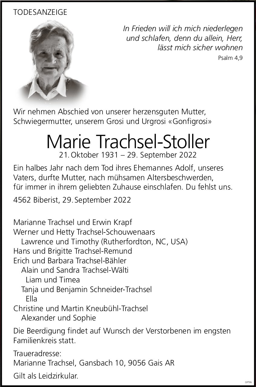 Marie Trachsel-Stoller, September 2022 / TA