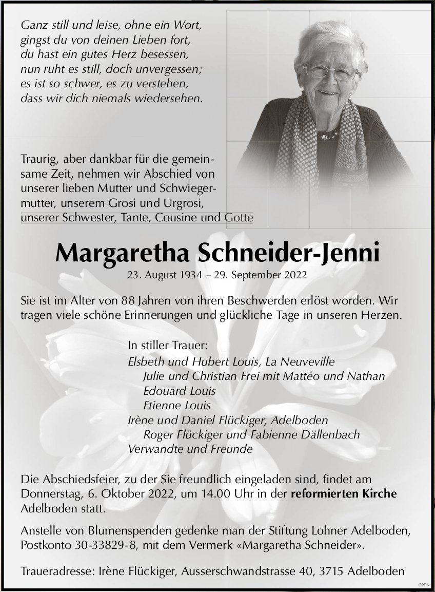 Margaretha Schneider-Jenni, September 2022 / TA