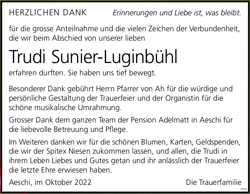 Trudi Sunier-Luginbühl, im Oktober 2022 / DS
