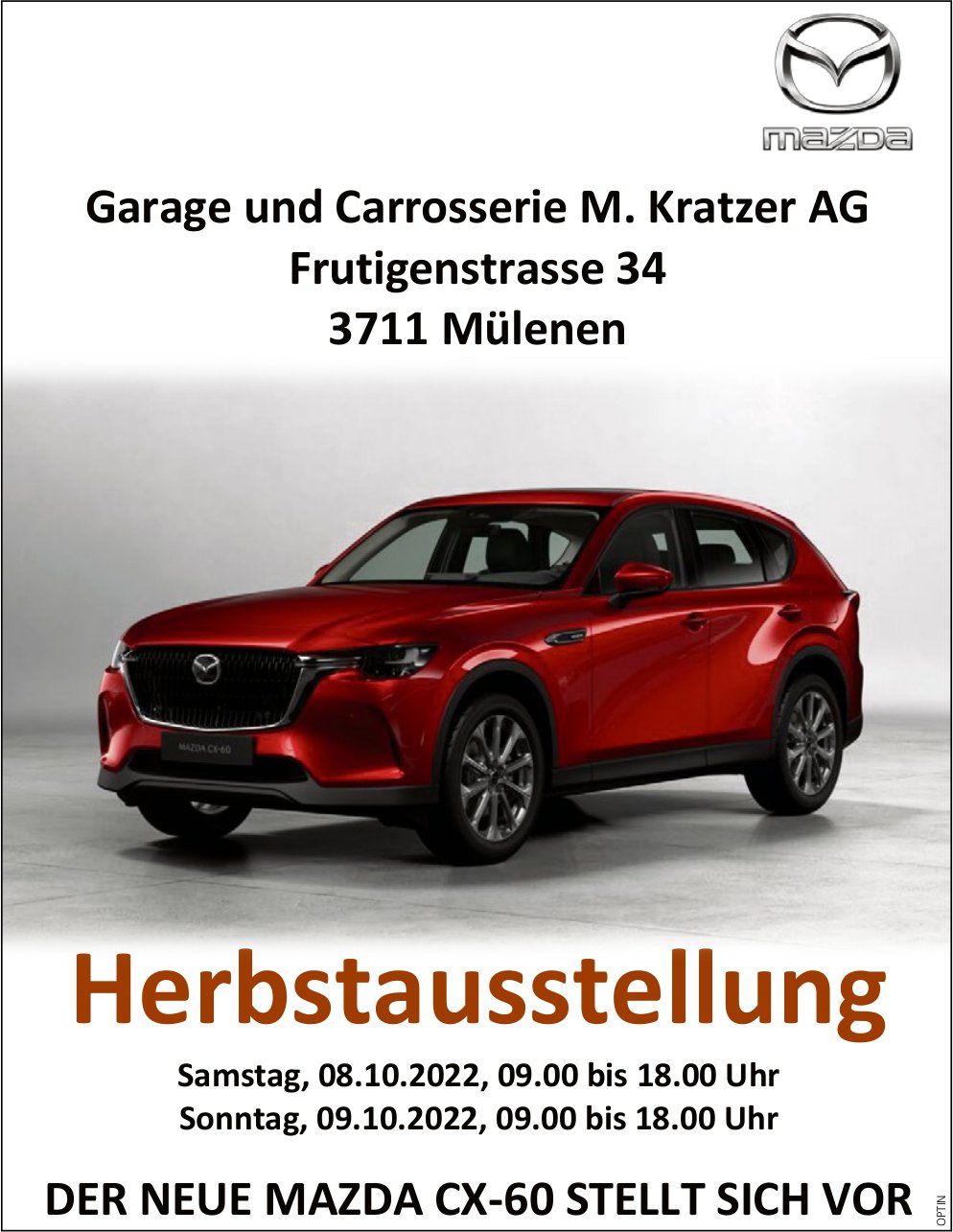Herbstausstellung, 8. Oktober, Garage und Carrosserie M. Kratzer AG, Mülenen