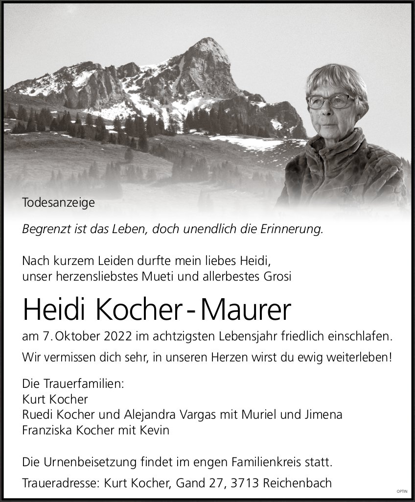 Heidi Kocher - Maurer, Oktober 2022 / TA