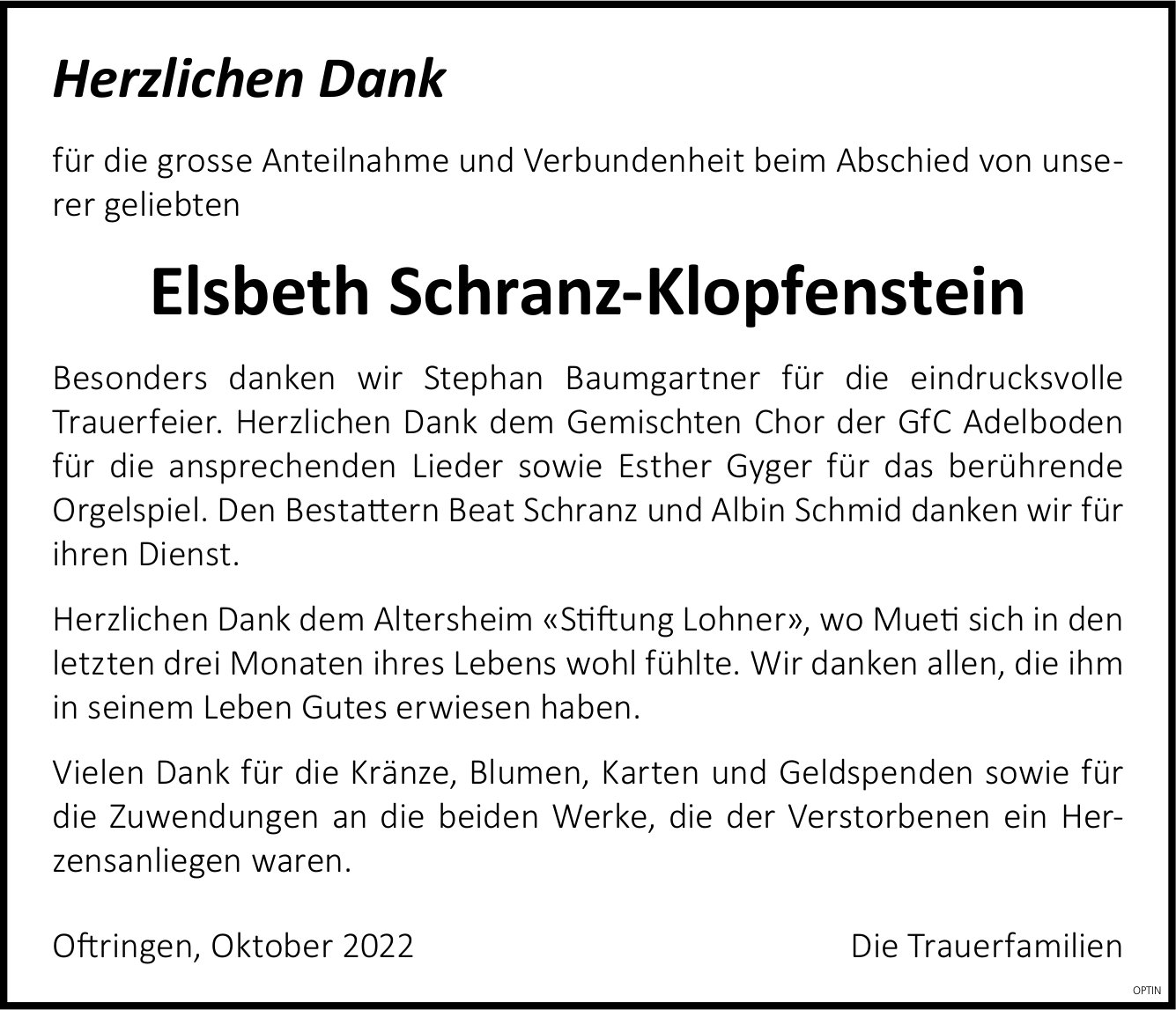 Elsbeth Schranz-Klopfenstein, im Oktober 2022 / DS