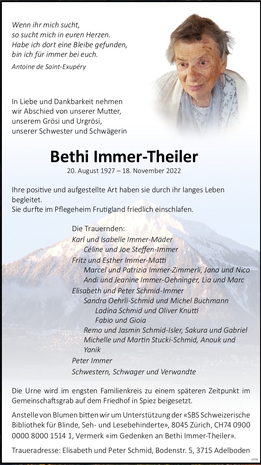 Bethi Immer-Theiler, November 2022 / TA